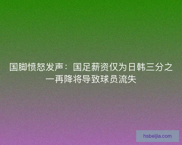 国脚愤怒发声：国足薪资仅为日韩三分之一再降将导致球员流失