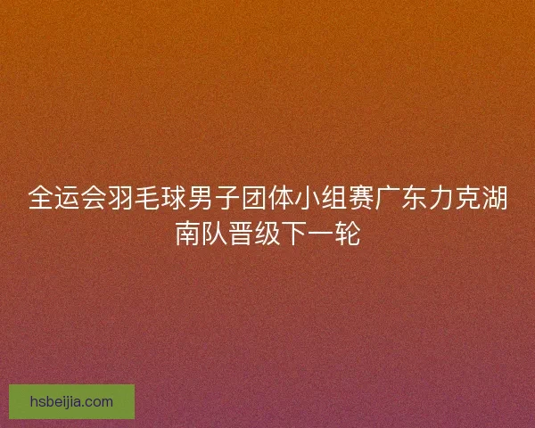 全运会羽毛球男子团体小组赛广东力克湖南队晋级下一轮 全运会羽毛球男子团体小组赛广东力克湖南队晋级下一轮